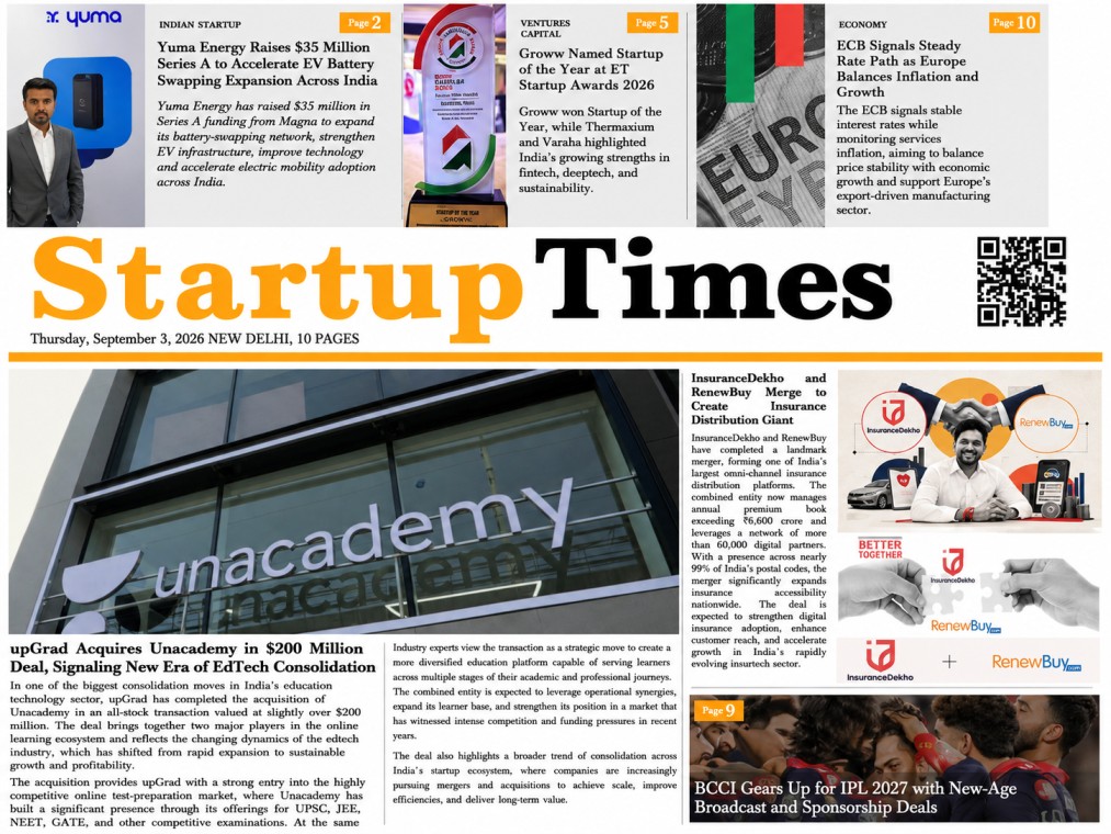 Thursday Edition — September 03, 2026 | StartupTimes